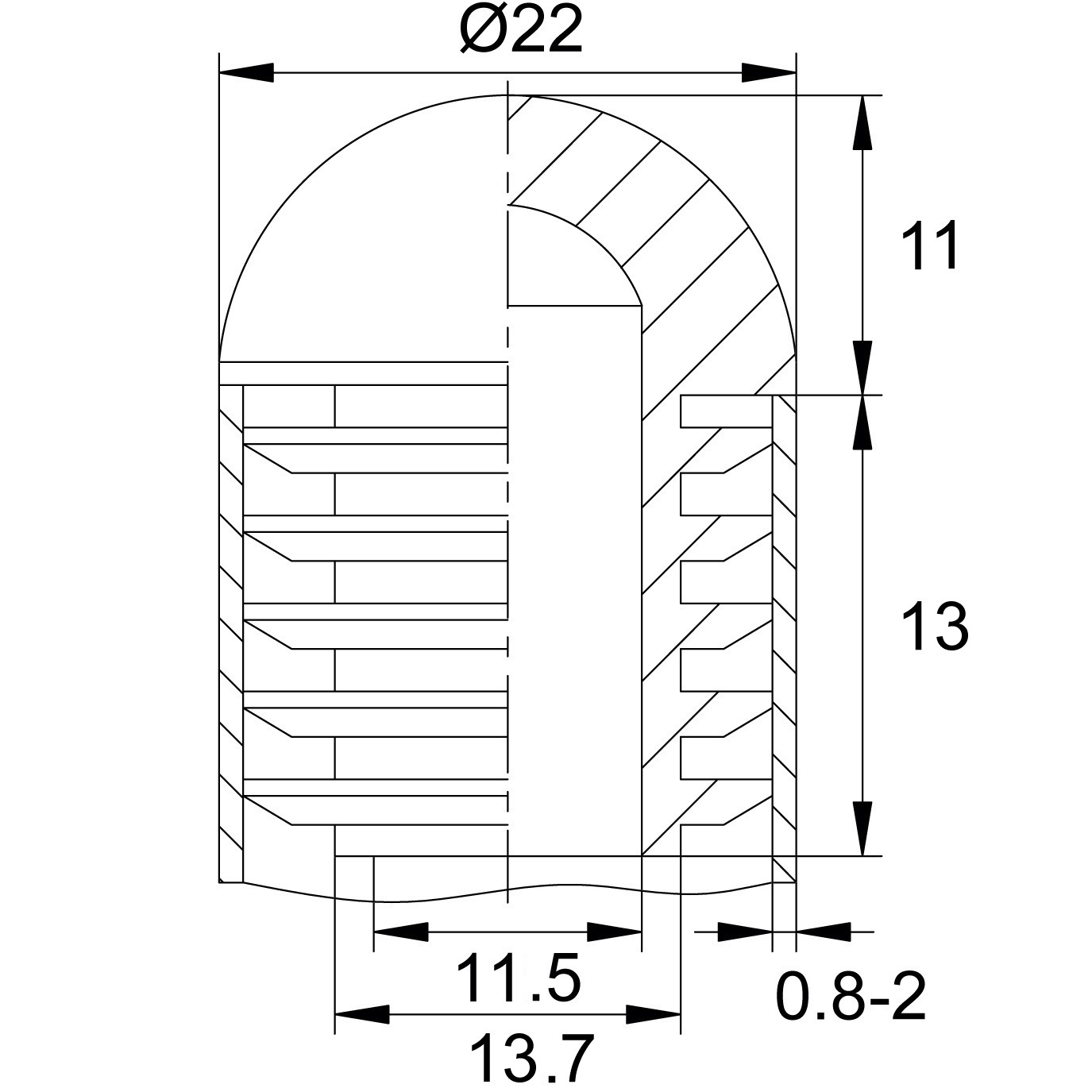 Заглушка внутренняя диаметром сечения 22 мм