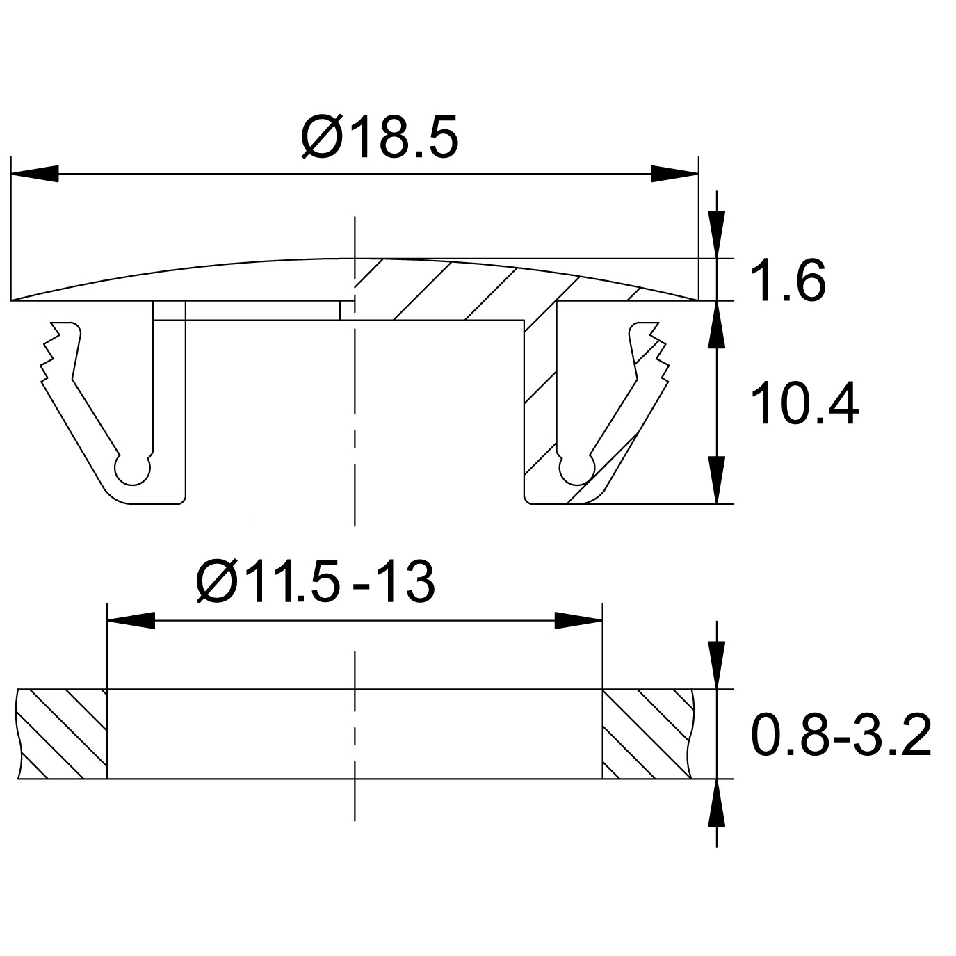 Заглушка пластиковая для отверстия в листовом металле 11,5-13 мм