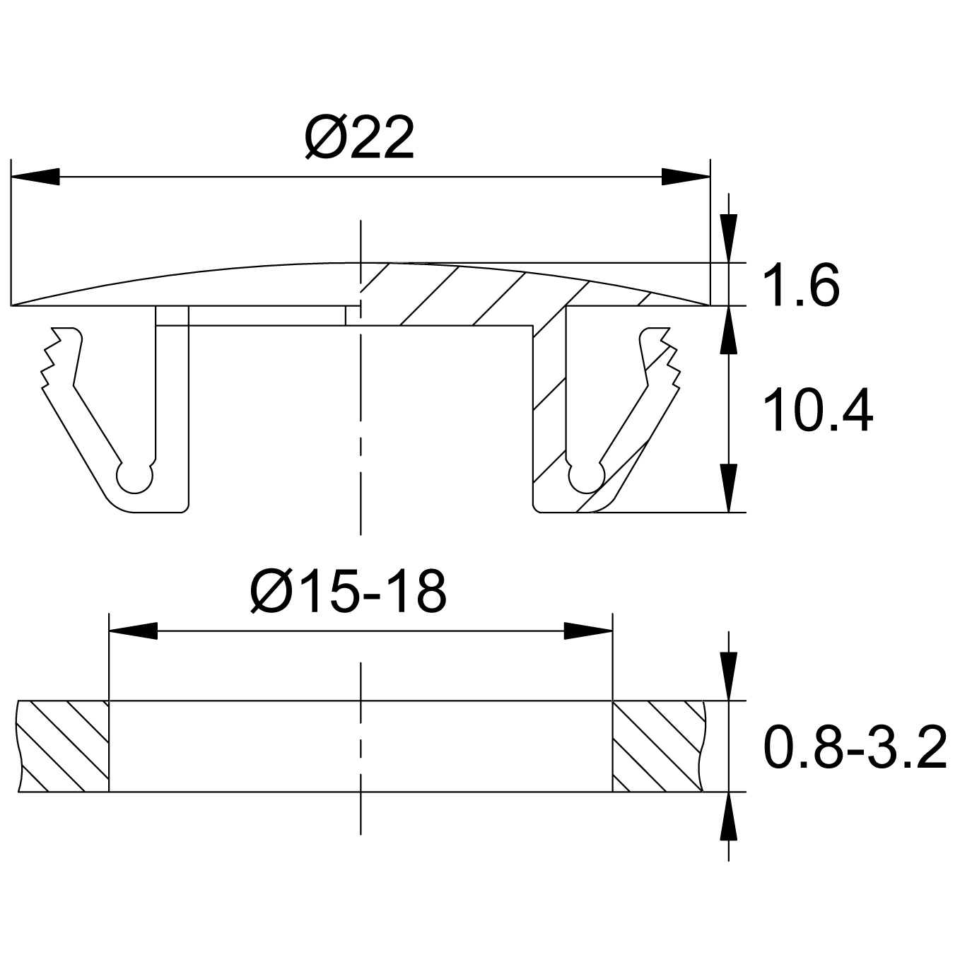 Заглушка пластиковая ультратонкая для отверстия 15-18 мм