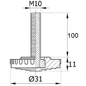 Опора резьбовая со стержнем М8х100 и основанием 31 мм