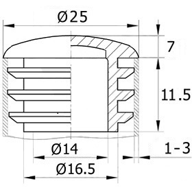 Заглушка c полусферической шляпкой для труб 25 мм