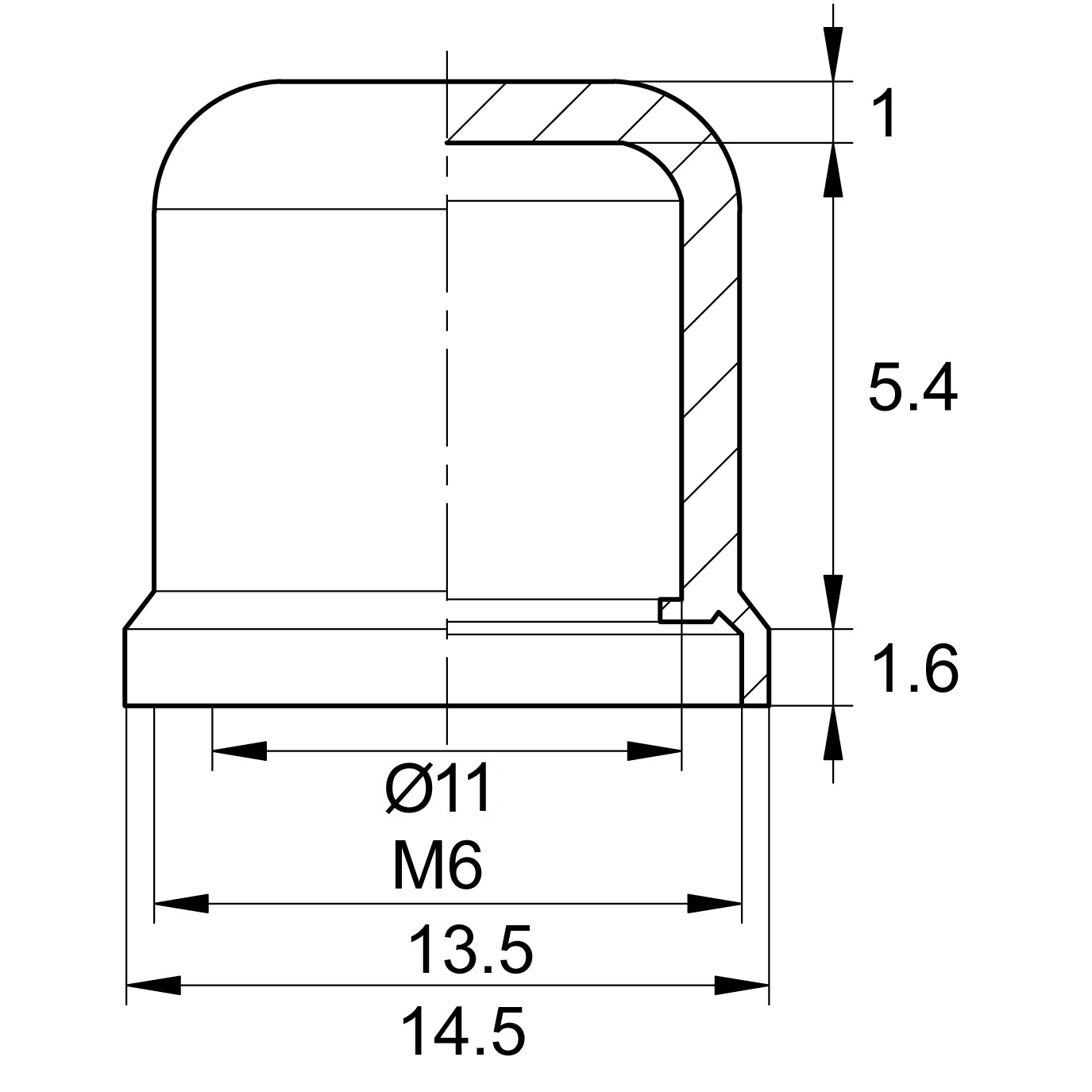 Колпачок пластиковый на винт/болт M6 с основанием 14.5 мм