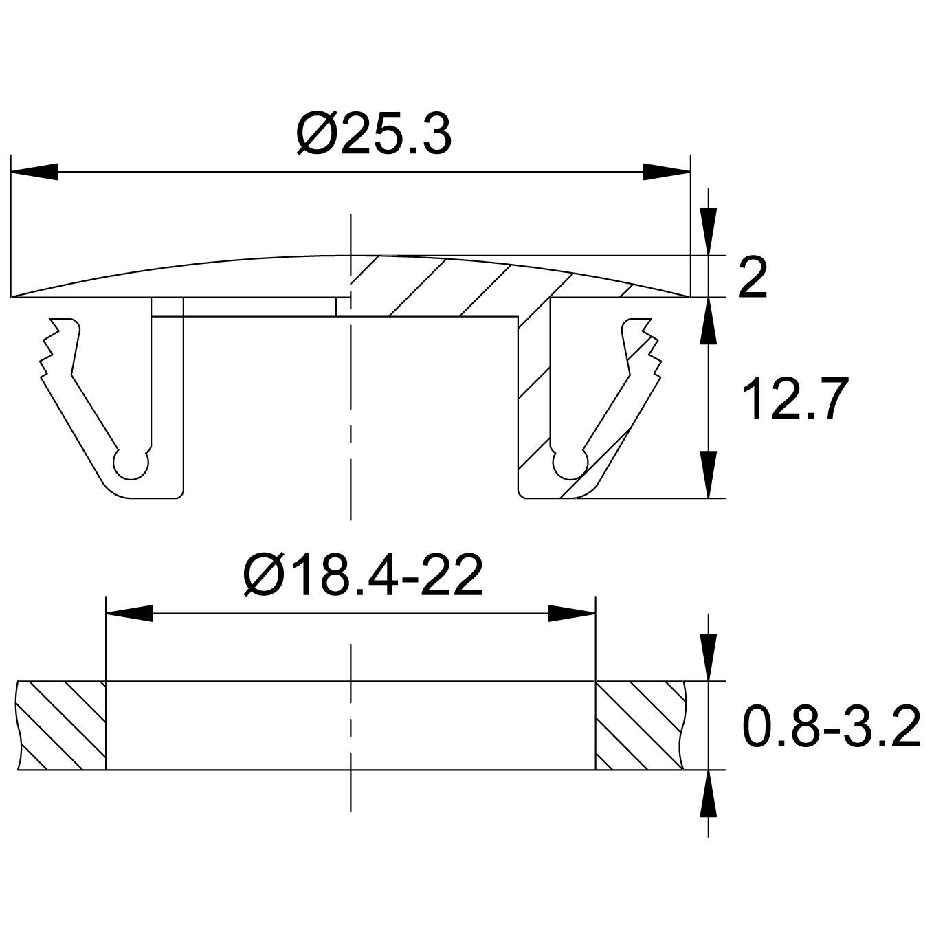 Заглушка пластиковая ультратонкая для отверстия 18,4-22 мм