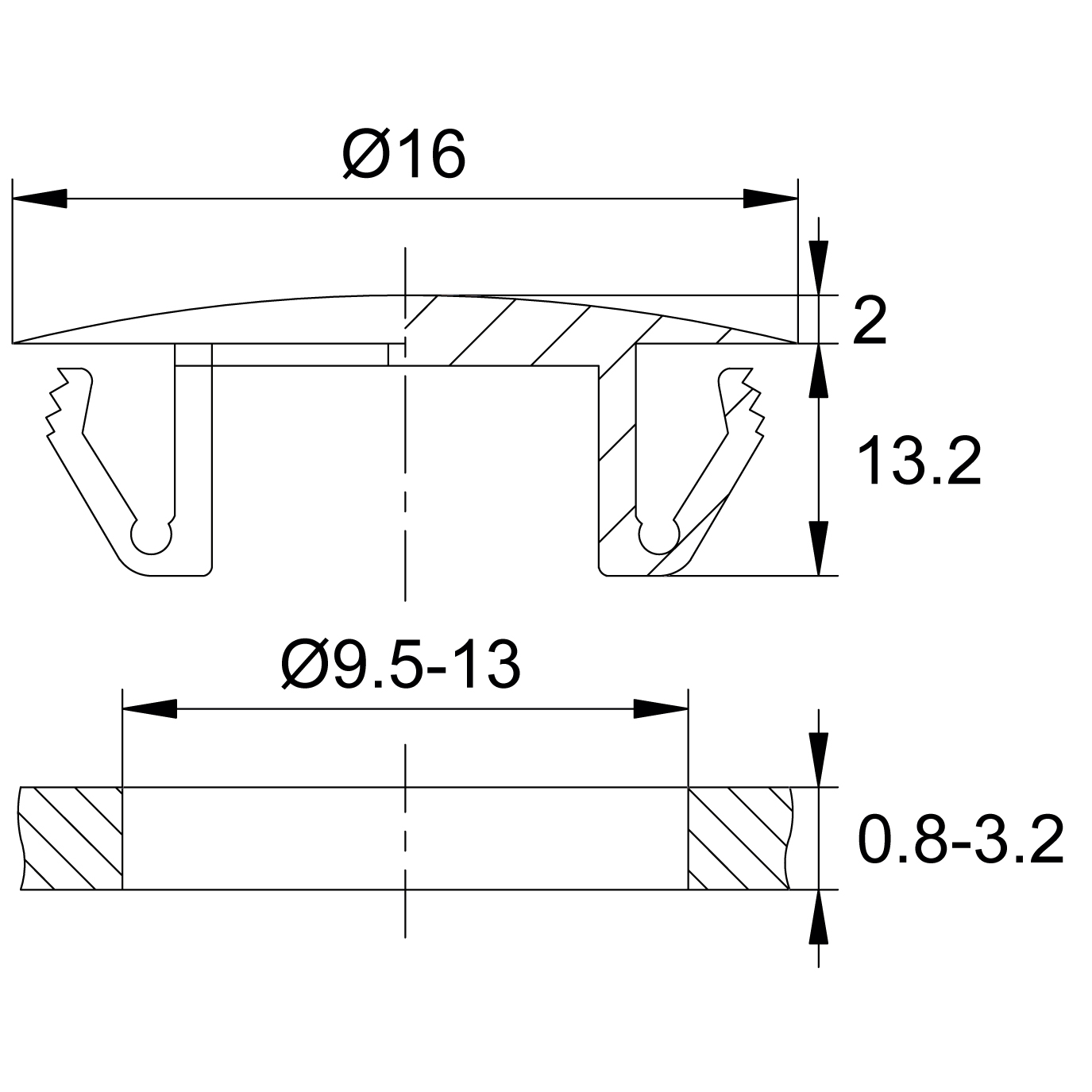 Заглушка пластиковая для отверстия в листовом металле 9,5-13 мм