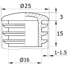 Заглушка внутренняя с рёбрами для труб 25 мм