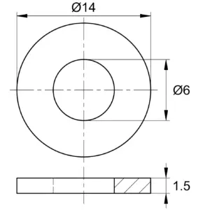 Шайба пластиковая круглая Ø6, наружный Ø14, высота 1.5 мм,RSI, белая