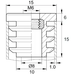 Заглушка 15-15М6 металлическая резьба черная