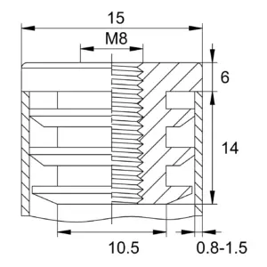 Заглушка 15-15М8 пластмассовая резьба черная