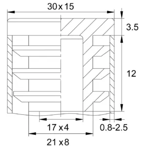 Заглушка пластиковая прямоугольная для труб 15х30, черная