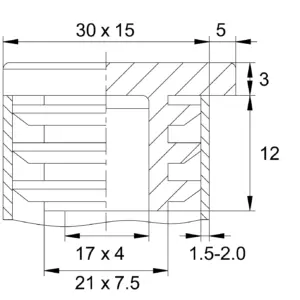 Заглушка для труб овального сечения 15х35, черная