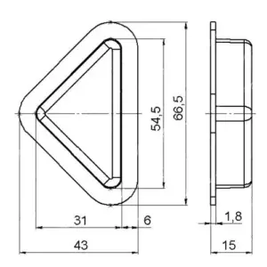 Опора мебельная треугольная Н 15мм, черная