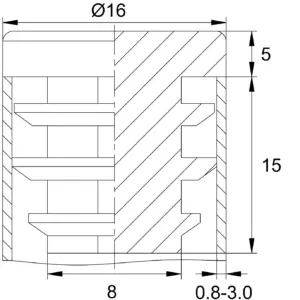 Заглушка НОВАЯ круглая Ø16 мм для труб стенкой 0,8-2 мм, практичная, черная