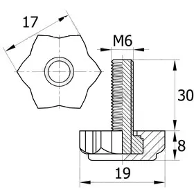 Опора резьбовая ОР 19- 6х30, черная