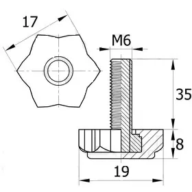 Опора резьбовая ОР 19- 6х35, черная