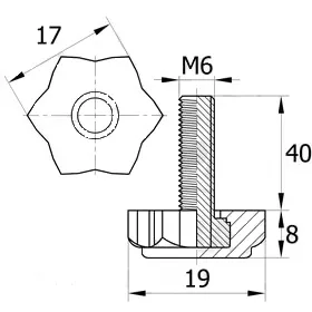 Опора резьбовая ОР 19- 6х40, черная