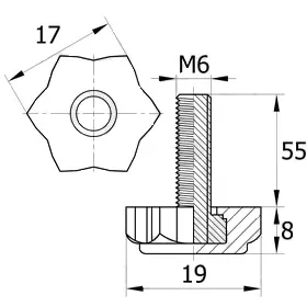 Опора резьбовая ОР 19- 6х55, черная