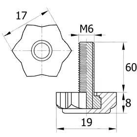 Опора резьбовая ОР 19- 6х60, черная