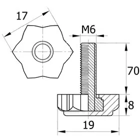 Опора резьбовая ОР 19- 6х70, черная