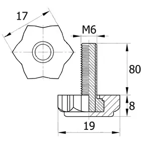 Опора резьбовая ОР 19- 6х80, черная