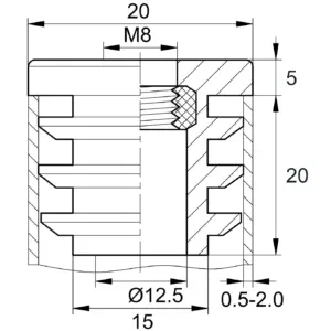 Заглушка с резьбой ЗР 20-20М8, черная