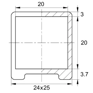 Опора наконечник пластиковая квадратная 20х20 наружная черный