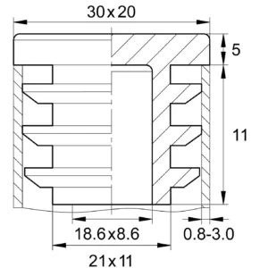 Заглушка прямоугольная 20х30, практичная, черный RAL 9017
