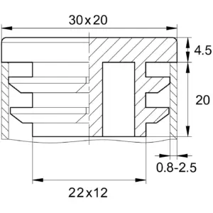 Заглушка пластиковая прямоугольная 20х30, практичная, черный