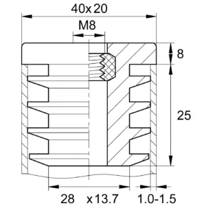 Заглушка с резьбой ЗР 40х20М8, черная