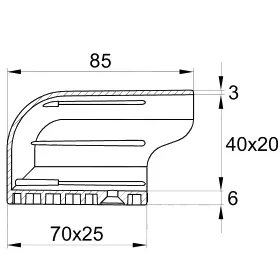 Опора наконечник эстетичный для труб овального сечения, вертикальный, 20х40мм, черный