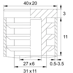 Заглушка пластиковая прямоугольная для труб 20х40, черная