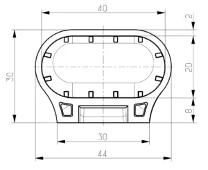 Опора наконечник пластиковый эстетичный для труб овального сечения 20х40 мм, черный