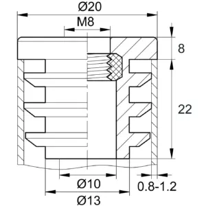 Заглушка с резьбой d 20мм,ЗР 20М8,черная
