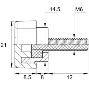 Фиксатор d21мм,М6х15,черный