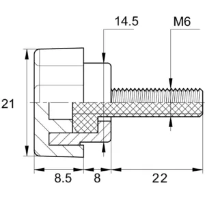 Фиксатор d21мм,М6х25,черный