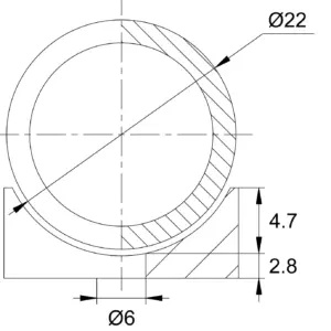 Подпятник (переходник соединитель) для трубы 22мм с основанием d22, черный