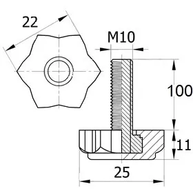 Опора резьбовая ОР 22- 10х100, черная