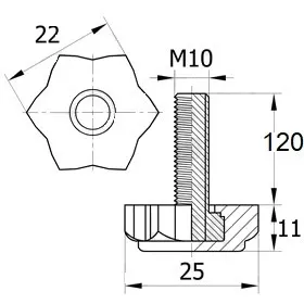 Опора резьбовая ОР 22- 10х120, черная