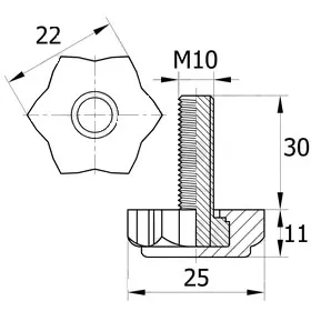 Опора резьбовая ОР 22- 10х30, черная