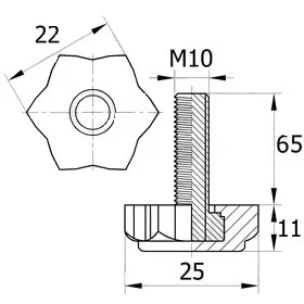 Опора резьбовая ОР 22-10х65, черная
