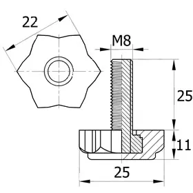 Опора резьбовая ОР 22- 8х25, черная
