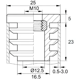 Заглушка с резьбой ЗР 25-25М10, черная
