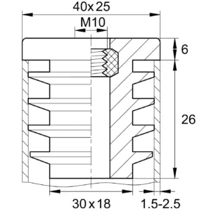 Заглушка с резьбой ЗР 40х25М10, черная