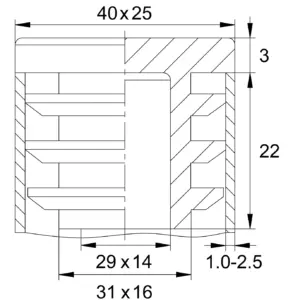 Заглушка пластиковая прямоугольная для труб 25х40, черная