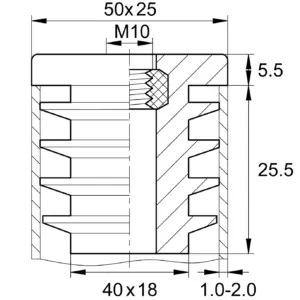 Заглушка с резьбой ЗР 50х25М10, черная