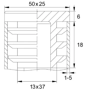 Заглушка пластиковая прямоугольная для труб 25х50 мм, черная