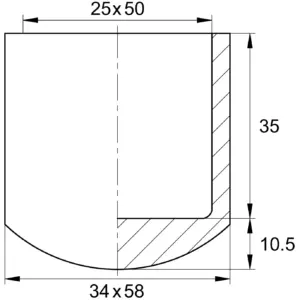 Заглушка пластиковая прямоугольная для труб 25х50 мм, наружная, черная