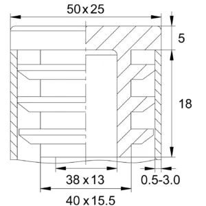 Заглушка пластиковая прямоугольная для труб 25х50 мм, черная