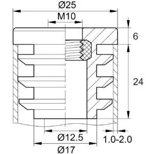 Заглушка круглая с резьбой d 25мм,ЗР 25М10, черная