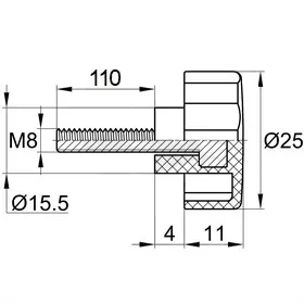 Фиксатор d25мм, М8х110, черный