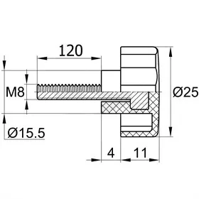 Фиксатор d25мм, М8х120, черный